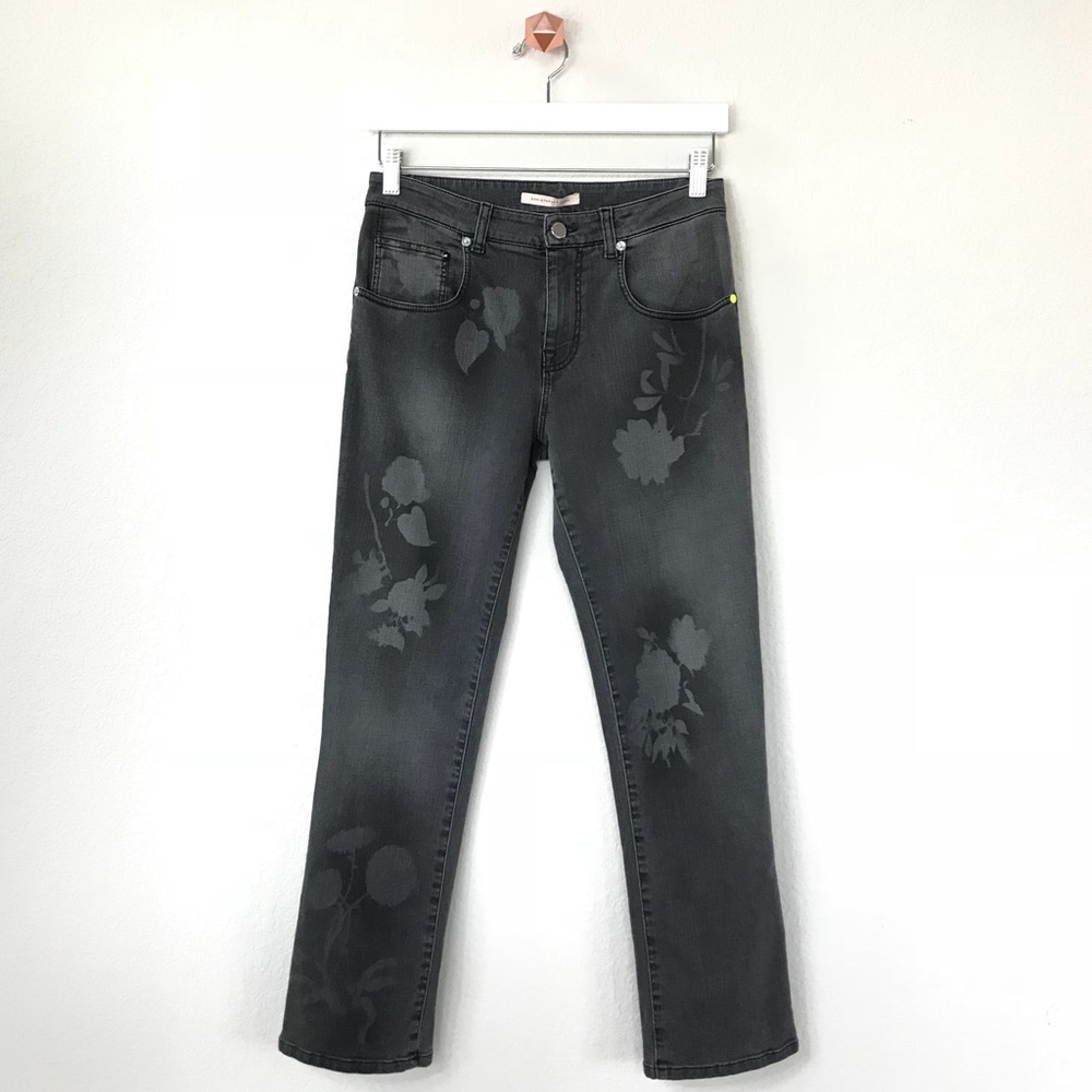 CHRISTOPHER KANE spray paint floral grey jeans